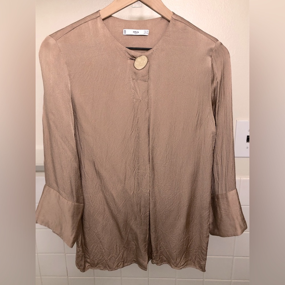 MANGO MNG SUIT satin blouse, bronze, Size 2